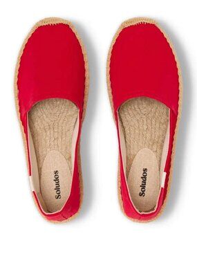 Soludos Cherry Red Canvas Slip-On Espadrilles
